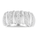 Sterling Silver Wide Band Diamond Ring