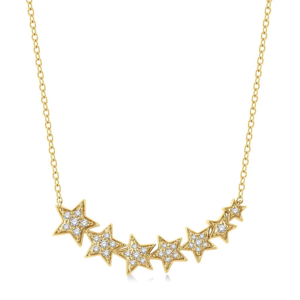 10K Yellow Gold Star Shape Diamond Necklace