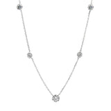 14K White Gold Lab Grown Diamonds Station Necklace