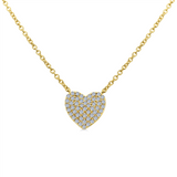 18K Yellow Gold Natural Diamonds Heart Necklace
