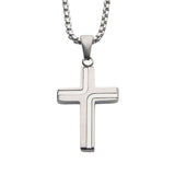 Stainless Steel Cross Drop Pendant With Round Box Chain