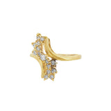 JT ESTATE 14K Yellow Gold Cluster Bypass Natural Diamond Ring