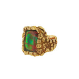 JT ESTATE 14K Yellow Gold Nugget Lab Opal Triplet Cocktail Ring
