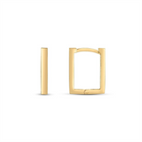14K Yellow Gold Rectangle Huggie Hoops