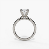 14K White Gold Solitaire Oval Natural Diamonds Engagement Ring