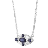 14K White Gold Sapphire And Diamond Contemporary Necklace
