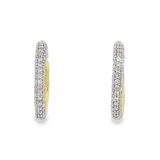 14K Yellow And White Gold 15Mm Round Half Lab Grown Diamonds Hoop Earrings