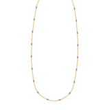Yellow Gold Plated Sterling Silver Purple Enamel Bead Chain