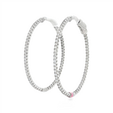 14K White Gold 35Mm Oval Inside Out Lab Grown Diamonds Hoop Earrings