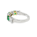 18K White And Yellow Gold Asscher Emeralds Five Stone Ring