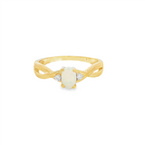 10K Yellow Gold Oval Opal Three Stone Ring