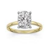 14K Yellow And White Gold 3.09Ct Cushion Lab Grown Diamonds Hidden Halo Engagement Ring