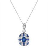 14K White Gold Sapphires Contemporary Pendant