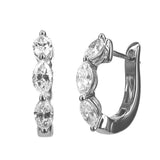 18K White Gold 18Mm Round Huggie Natural Diamonds Hoop Earrings