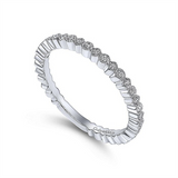 14K White Gold Scalloped Stackable Diamond Band