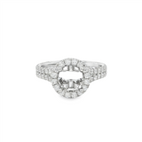 18K White Gold Halo Round Natural Diamonds Engagement Ring