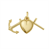 14K Yellow Gold Heart, Cross & Anchor Pendant
