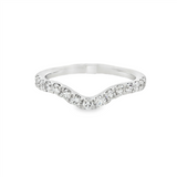 14K White Gold Curved Natural Diamonds Band