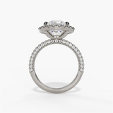 14K White Gold Halo Round Natural Diamonds Engagement Ring