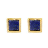 JT ESTATE 14K Yellow Gold Lapis Omega Back Earrings