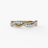 14K Yellow And White Gold Twist Natural Diamonds Band