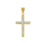 JT ESTATE 16K Yellow Gold Princess-Cut Natural Diamond Cross Pendant