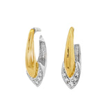 JT ESTATE 14K Yellow And White Gold Sharp Hook Natural Diamond Hoops
