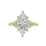 14K Yellow Gold 'Daylin' Floral Marquise Natural Diamonds Engagement Ring