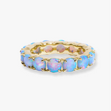 18K Yellow Gold Overlay 'Grand Heiress' Simulated Blue Opal Ring