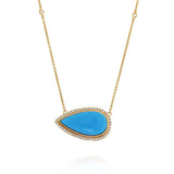 18K Rose Gold Turquoise Halo Necklace