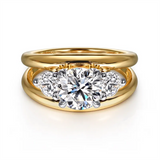 14K Yellow Gold 'Danni' Three Stone Round Natural Diamonds Engagement Ring