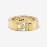 18K Yellow Gold Overlay 'Ashley' Cubic Zirconia Smooth Lock Ring