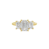 14K Yellow Gold 2.05Ct Emerald Cut Lab Grown Diamonds Three Stone Engagement Ring