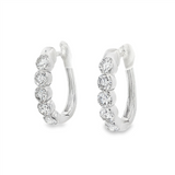 14K White Gold 20Mm Small Oval Lab Grown Diamonds Hoops