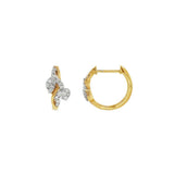 10K Yellow And White Gold 13Mm Round Twisted Natural Diamond Hoops
