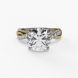 14K White And Yellow Gold Twisted Round Natural Diamonds Engagement Ring