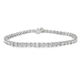 18K White Gold East West Emerald Cut Natural Diamonds Tennis Bracelet
