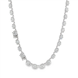18K White Gold East-West Natural Oval Diamond Tennis Necklace