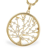 14K Yellow Gold Tree Of Life Diamond Pendant Necklace