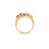 JT ESTATE 14K Yellow Gold Fancy Multicolor Stone And Diamond Contemporary Ring