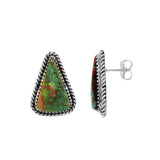 JT ESTATE  Sterling Silver Triangular Cabochon Turquoise Drop Earrings