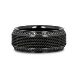 Black Titanium ‘Knight’ 10mm Steel Chain Black Diamond Wedding Band