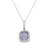 14K White Gold Tanzanite And Diamond Halo Pendant