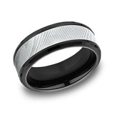 Black Titanium Damascus Steel 8mm Beveled Wedding Band