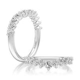 14K White Gold Curved Natural Diamonds Band