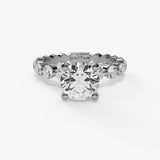 14K White Gold Modern Round Natural Diamonds Engagement Ring