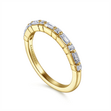 14K Yellow Gold Baguette Natural Diamonds Band