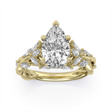 14K Yellow Gold 3.03Ct Pear Lab Grown Diamonds Floral Engagement Ring