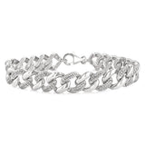 Sterling Silver Natural Diamonds Cuban Bracelet