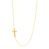 14K Yellow Gold Horizontal Cross Necklace